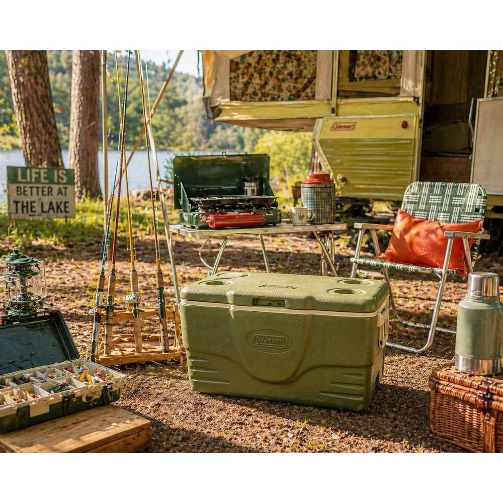 Vintage Coleman Avocado Green Cooler 6286/6250 Classic Camping Americana